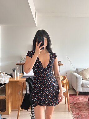 Jeu Illimite Polka Dot Wrap Dress - Size XS